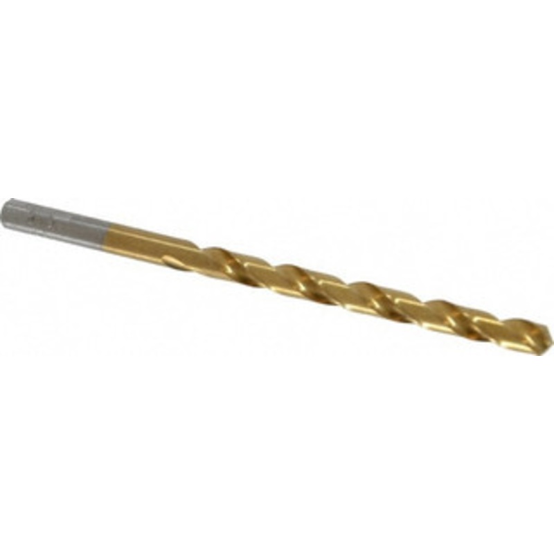 Chicago-Latrobe #8 118 High Speed Steel Jobber Drill TiN Finish, Right Hand Cut, Spiral Flute, Straight Shank, 3-5/8 OAL, Standard Point 70108 – 93094134