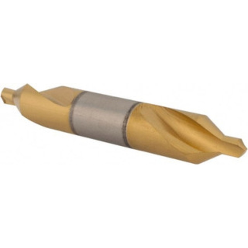 Hertel #4-1/2 60 3/8 Body Diam High Speed Steel Combo Drill & Countersink TiN Finish, 2-1/2 OAL, Double End, Plain Edge, 9/64 Drill Point Diam, 9/64 Drill Point Length 14500-TIN-HRT – 62789573