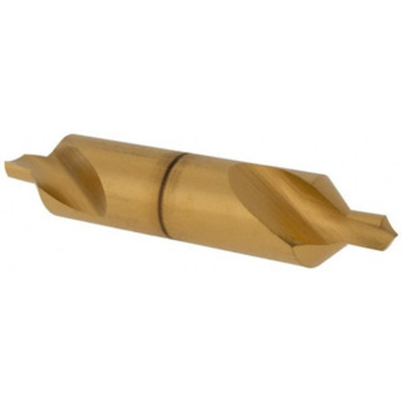 Hertel #7 82 5/8 Body Diam High Speed Steel Combo Drill & Countersink TiN Finish, 3-1/4 OAL, Double End, Plain Edge, 1/4 Drill Point Diam, 1/4 Drill Point Length 10782-TIN-HRT – 62790027