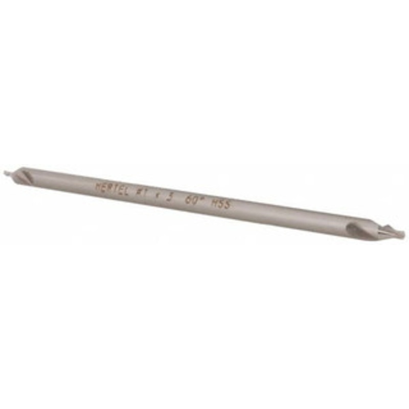 Hertel #1 60 1/8 Body Diam High Speed Steel Combo Drill & Countersink Bright Finish, 3 OAL, Double End, Plain Edge, 3/64 Drill Point Diam, 3/64 Drill Point Length H-81185010300 – 62789177