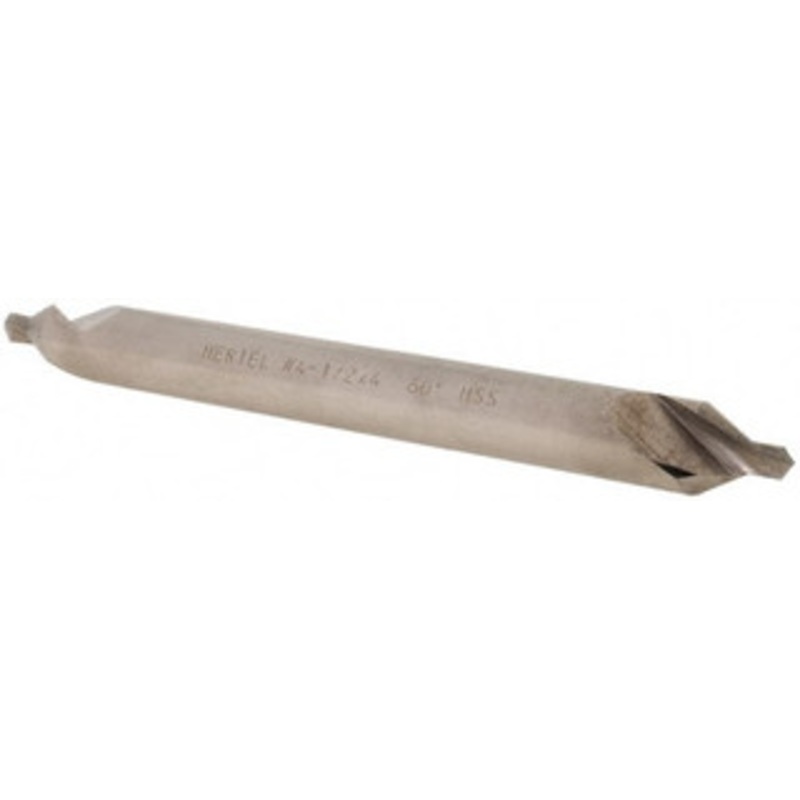 Hertel #4-1/2 60 3/8 Body Diam High Speed Steel Combo Drill & Countersink Bright Finish, 4 OAL, Double End, Plain Edge, 9/64 Drill Point Diam, 9/64 Drill Point Length H-81185045400 – 62789045