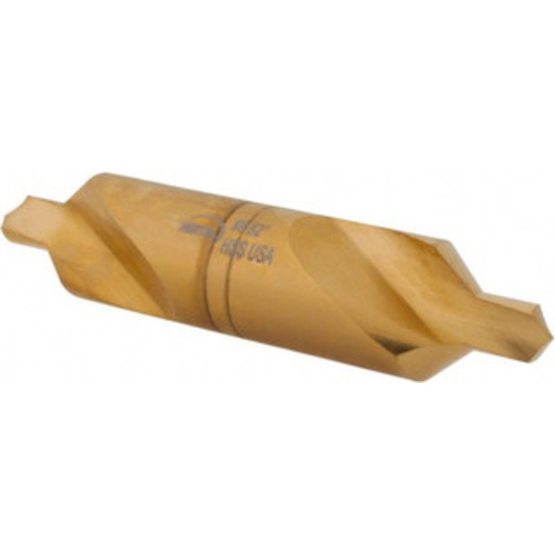 Hertel #8 82 3/4 Body Diam High Speed Steel Combo Drill & Countersink TiN Finish, 3-1/2 OAL, Double End, Plain Edge, 5/16 Drill Point Diam, 5/16 Drill Point Length 10882-TIN-HRT – 62790019