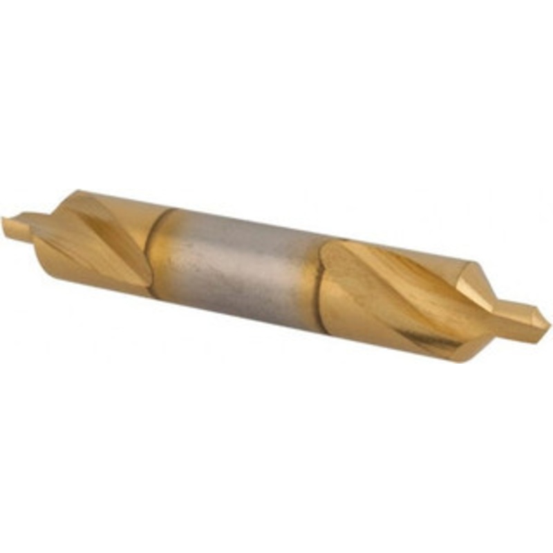 Hertel #4 90 5/16 Body Diam High Speed Steel Combo Drill & Countersink TiN Finish, 2-1/8 OAL, Double End, Plain Edge, 1/8 Drill Point Diam, 1/8 Drill Point Length 10490-TIN-HRT – 62789979