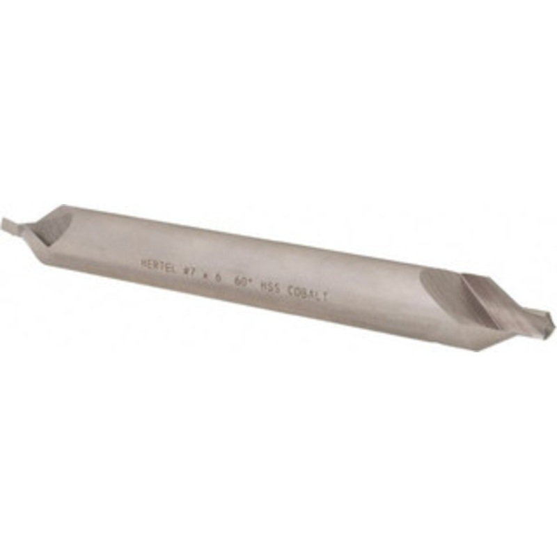 Hertel #7 60 5/8 Body Diam Cobalt Combo Drill & Countersink Bright Finish, 6 OAL, Double End, Plain Edge, 1/4 Drill Point Diam, 1/4 Drill Point Length H-81186070600 – 62789201