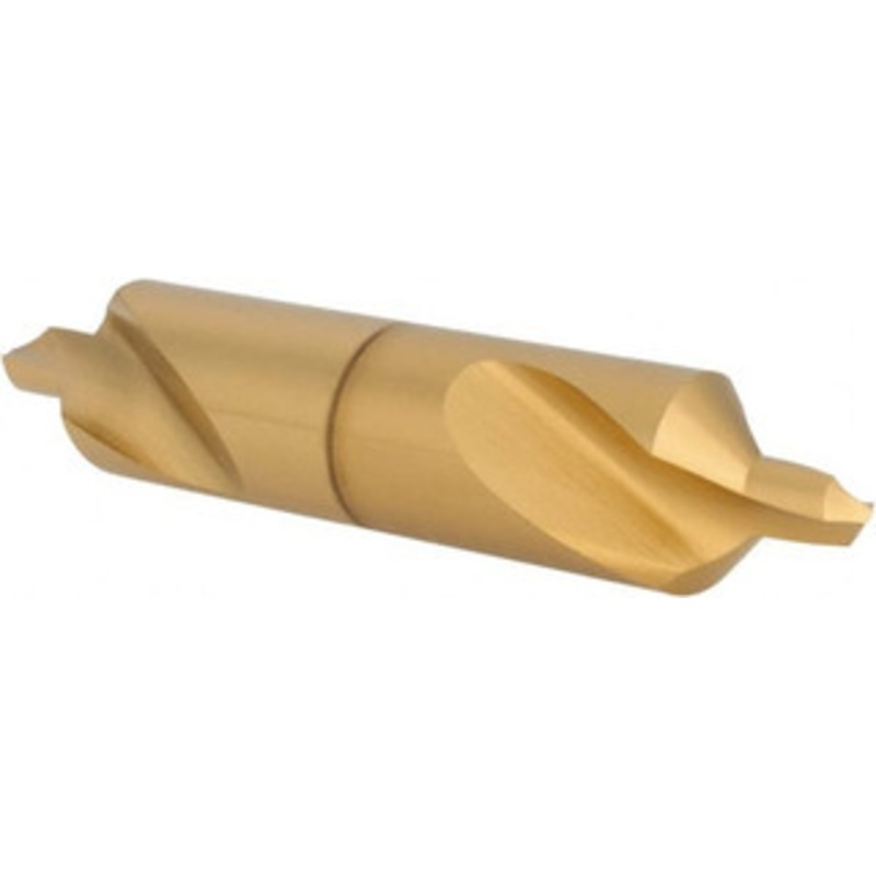 Hertel #7 90 5/8 Body Diam High Speed Steel Combo Drill & Countersink TiN Finish, 3-1/4 OAL, Double End, Plain Edge, 1/4 Drill Point Diam, 1/4 Drill Point Length 10790-TIN-HRT – 62789946