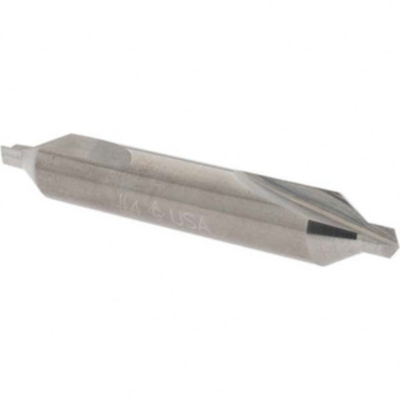 Cleveland Twist Drill #4 60 7.95mm Body Diam Solid Carbide Combo Drill & Countersink Bright Finish, 53.98mm OAL, Double End, Right Hand Cut, Plain Edge, 1/8 Drill Point Diam, 3.18mm Drill Point Length C52775 – 68292390