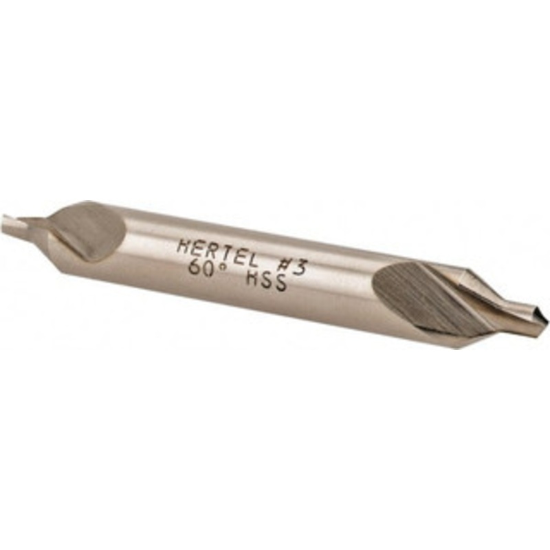 Hertel #3 60 1/4 Body Diam High Speed Steel Combo Drill & Countersink Bright Finish, 2 OAL, Double End, RH Cut, Plain Edge, 7/64 Drill Point Diam 585U 3 – 74148305