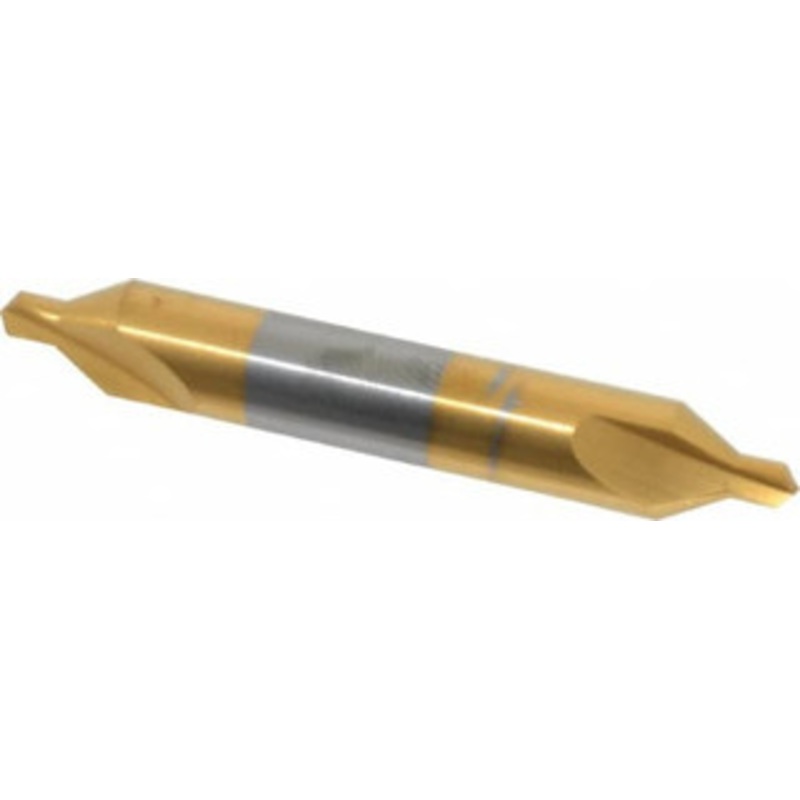 Hertel #4 60 5/16 Body Diam Solid Carbide Combo Drill & Countersink TiN Finish, 2-1/8 OAL, Double End, RH Cut, Plain Edge, 1/8 Drill Point Diam, 1/8 Drill Point Length 300-001506 – 83245415