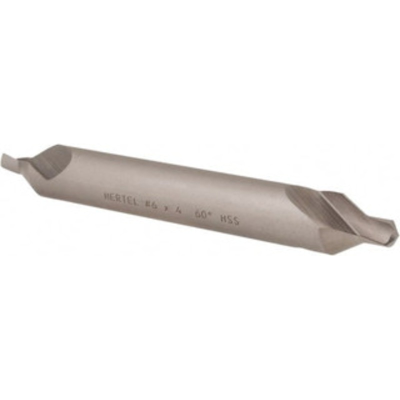 Hertel #6 60 1/2 Body Diam High Speed Steel Combo Drill & Countersink Bright Finish, 4 OAL, Double End, Plain Edge, 7/32 Drill Point Diam, 7/32 Drill Point Length H-81185060400 – 62789755