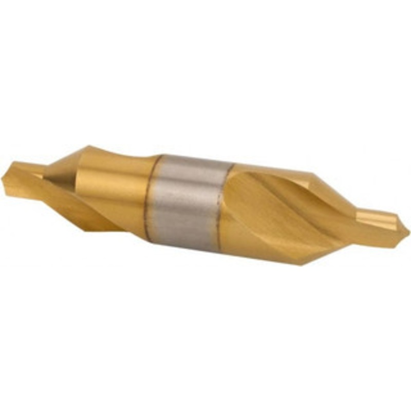 Hertel #8 60 3/4 Body Diam High Speed Steel Combo Drill & Countersink TiN Finish, 3-1/2 OAL, Double End, Plain Edge, 5/16 Drill Point Diam, 5/16 Drill Point Length 10800-TIN-HRT – 62789292