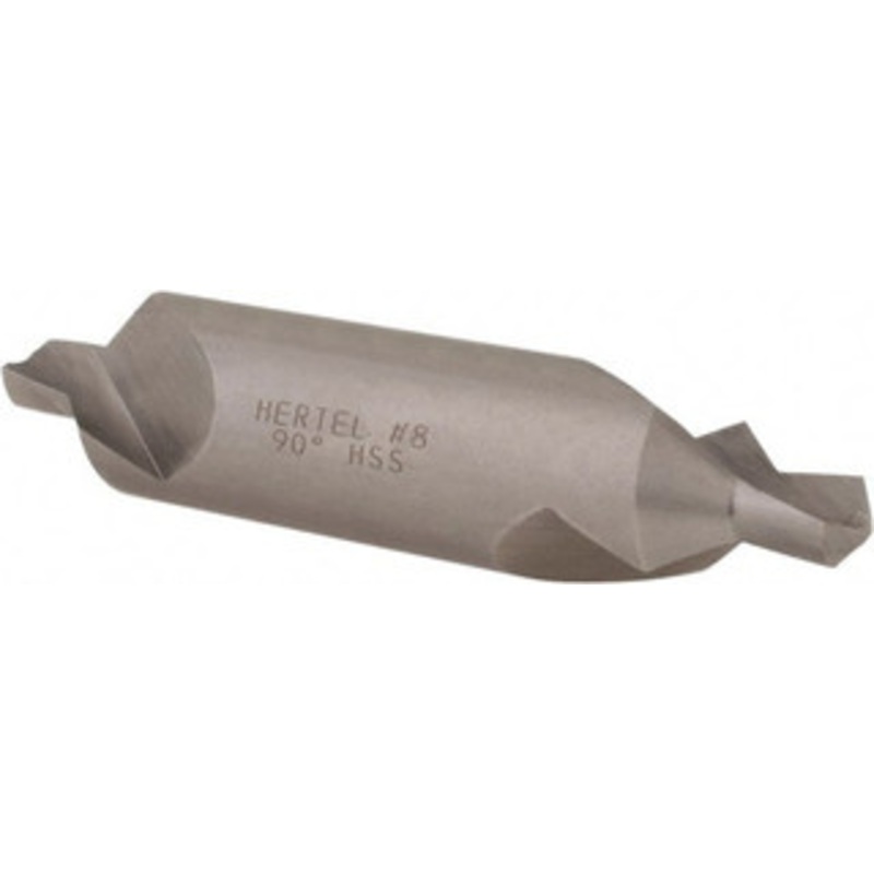 Hertel #8 90 3/4 Body Diam High Speed Steel Combo Drill & Countersink Bright Finish, 3-1/2 OAL, Double End, Plain Edge, 5/16 Drill Point Diam, 5/16 Drill Point Length H-81155080000 – 62790258